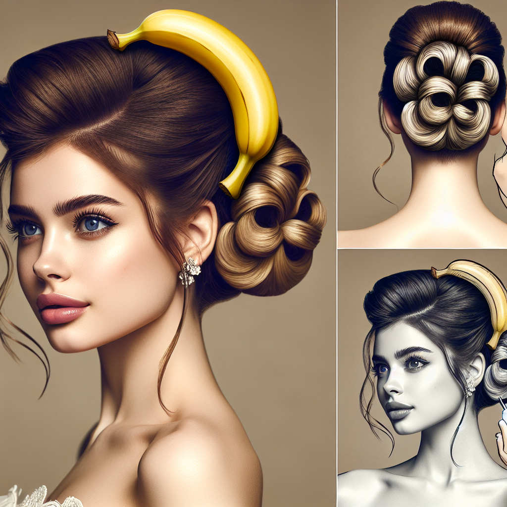 Une mariée avec un chignon banane sophistiqué et chic, idéal pour un mariage rétro.
