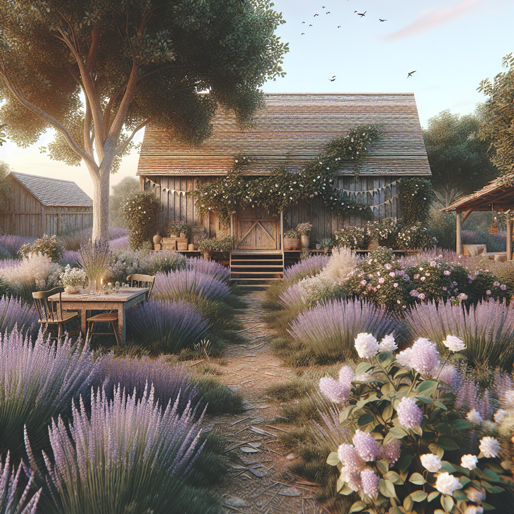 Lieu de mariage champêtre avec un cadre naturel, comme une ferme, un jardin ou un champ de lavande et une décoration rustique simple.