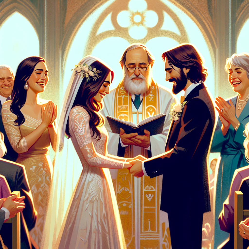 Le maire célébrant un mariage avec le couple et leurs proches