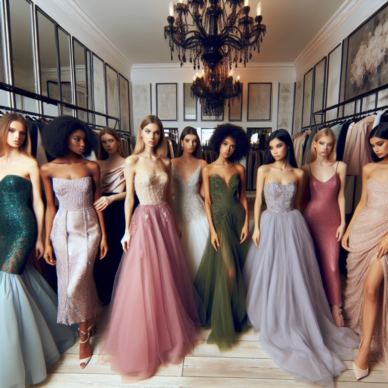 Femmes essayant des robes élégantes dans une boutique chic, avec divers styles et couleurs