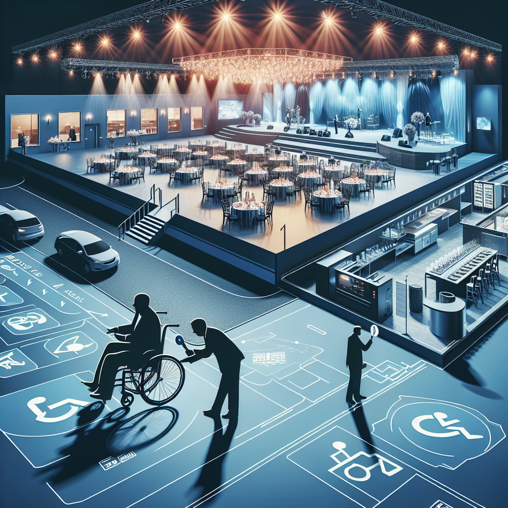 Un lieu accessible bien desservi par les routes et les transports en commun, avec un parking disponible, des équipements comme un système de sonorisation, l'éclairage, la climatisation, et une cuisine équipée, ainsi que des services additionnels comme un maître d'hôtel et une équipe de nettoyage.