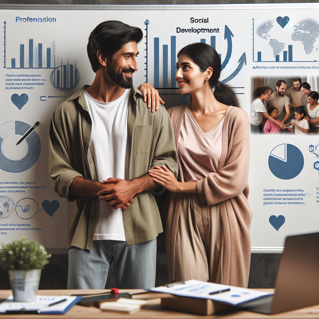Un couple marié se soutenant émotionnellement, professionnellement, socialement et physiquement. Ils participent à des activités de développement professionnel et à des projets sociaux et caritatifs ensemble.