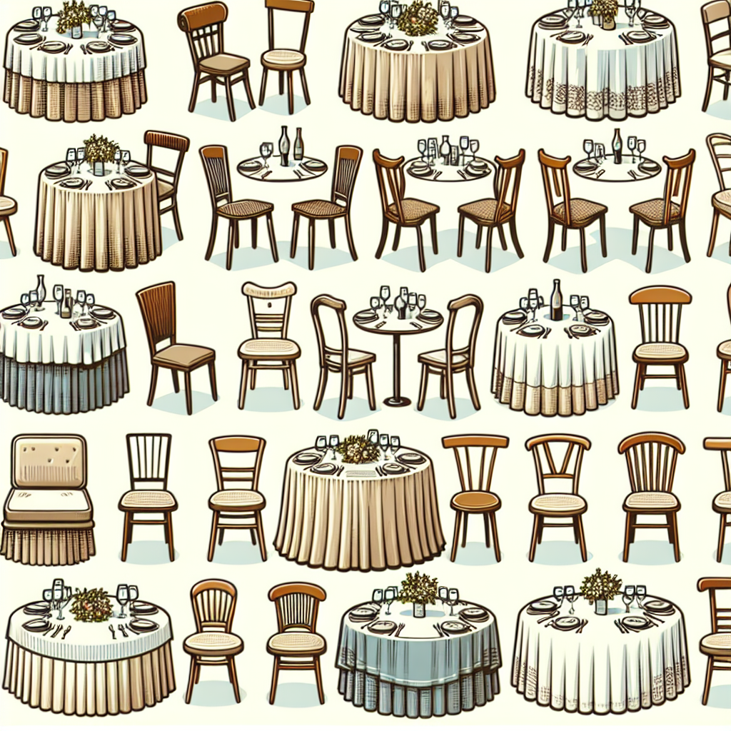 Une table de salle à manger magnifiquement dressée avec différentes nappes, montrant des formes rondes, rectangulaires, carrées et ovales. Cela met en évidence l'importance d'une nappe bien ajustée dans un décor propre et ordonné.